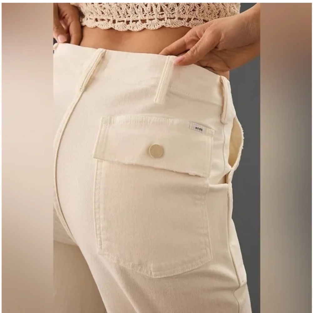 Mother Patch Pocket Private Ankle Fray Jeans In Cream Puffs - Picture 4 of 15